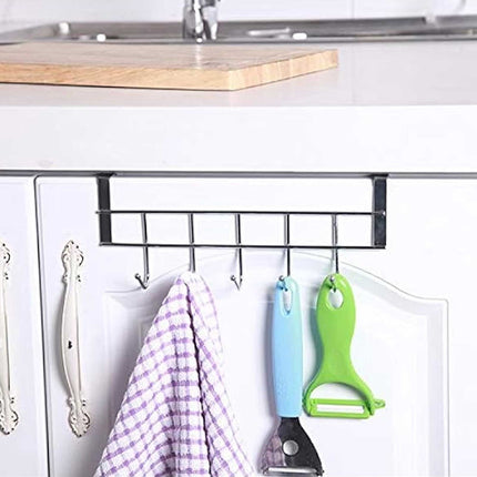 Over The Door Hooks For Hanging, Over The Door Hanger, Over The Door Organizer,Over The Door Towel Rack For Bathroom With 5 Coat Hooks, Bathroom Towel Holder Towels Hanger,Bedroom Door Hooks,(Black) Black-6PCS.