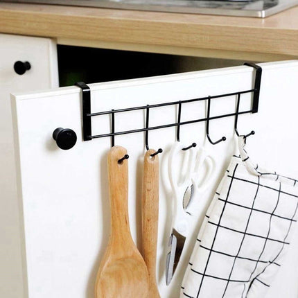 Over The Door Hooks For Hanging, Over The Door Hanger, Over The Door Organizer,Over The Door Towel Rack For Bathroom With 5 Coat Hooks, Bathroom Towel Holder Towels Hanger,Bedroom Door Hooks,(Black) Black-6PCS.