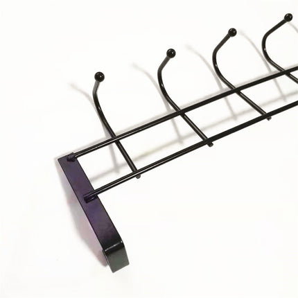 Over The Door Hooks For Hanging, Over The Door Hanger, Over The Door Organizer,Over The Door Towel Rack For Bathroom With 5 Coat Hooks, Bathroom Towel Holder Towels Hanger,Bedroom Door Hooks,(Black) Black-6PCS.