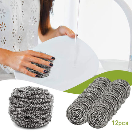 12 Pack Stainless Steel Scourers,Steel Scourers,Metal Wire Sponge Scouring Pads,Steel Wool Scrubber Pad Used For Dishes, Pots, Pans, And Ovens. Easy Scouring For Tough Kitchen Cleaning 12PCS.