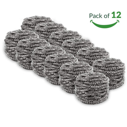 12 Pack Stainless Steel Scourers,Steel Scourers,Metal Wire Sponge Scouring Pads,Steel Wool Scrubber Pad Used For Dishes, Pots, Pans, And Ovens. Easy Scouring For Tough Kitchen Cleaning 12PCS.