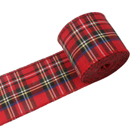 Christmas Red Plaid Ribbon,Wired Edge Wrapping Ribbons,Plaid Christmas Ribbon,Christmas Decorations,Tartan Decor For Gift Wrapping Xmas Crafts Wreath Diy Making Supplies Bow Decorations Red.