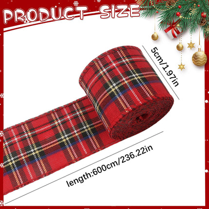 Christmas Red Plaid Ribbon,Wired Edge Wrapping Ribbons,Plaid Christmas Ribbon,Christmas Decorations,Tartan Decor For Gift Wrapping Xmas Crafts Wreath Diy Making Supplies Bow Decorations,Red Z_2PCSRed.