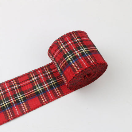 Christmas Red Plaid Ribbon,Wired Edge Wrapping Ribbons,Plaid Christmas Ribbon,Christmas Decorations,Tartan Decor For Gift Wrapping Xmas Crafts Wreath Diy Making Supplies Bow Decorations,Red Z_2PCSRed.