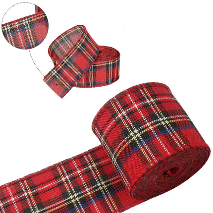 Christmas Red Plaid Ribbon,Wired Edge Wrapping Ribbons,Plaid Christmas Ribbon,Christmas Decorations,Tartan Decor For Gift Wrapping Xmas Crafts Wreath Diy Making Supplies Bow Decorations,Red Z_2PCSRed.