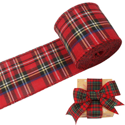 Christmas Red Plaid Ribbon,Wired Edge Wrapping Ribbons,Plaid Christmas Ribbon,Christmas Decorations,Tartan Decor For Gift Wrapping Xmas Crafts Wreath Diy Making Supplies Bow Decorations,Red Z_2PCSRed.