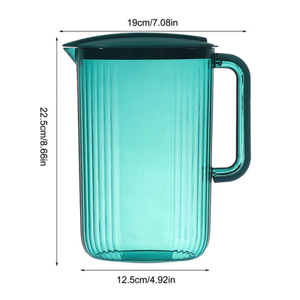 Water Pitcher With Lid,Clear Plastic Pitchers With Lids, Unbreakable Heat Resistant Tea Jug With Handle,Pitchers With Cover, Water Pitcher for Iced Drinks Juices Milk Cold Or Hot Beverages Green.