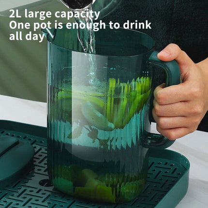 Water Pitcher With Lid,Clear Plastic Pitchers With Lids, Unbreakable Heat Resistant Tea Jug With Handle,Pitchers With Cover, Water Pitcher for Iced Drinks Juices Milk Cold Or Hot Beverages Green.
