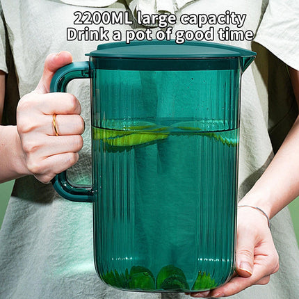 Water Pitcher With Lid,Clear Plastic Pitchers With Lids, Unbreakable Heat Resistant Tea Jug With Handle,Pitchers With Cover, Water Pitcher for Iced Drinks Juices Milk Cold Or Hot Beverages Green.