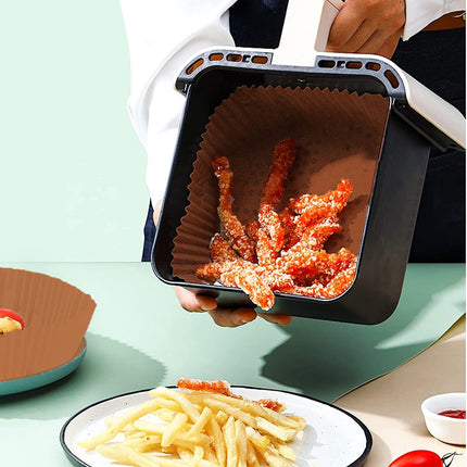 10/30/50/100 Pcs Air Fryer Disposable Paper Liners,8In Unbleached Square Parchment Paper Non-Stick Airfryer Basket Liners For Steamer Microwave Oven, Deep Fryer Parts & Accessories,(A,10PCS) 50PCS A.