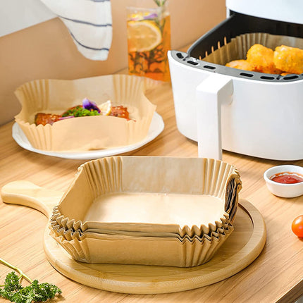 10/30/50/100 Pcs Air Fryer Disposable Paper Liners,8In Unbleached Square Parchment Paper Non-Stick Airfryer Basket Liners For Steamer Microwave Oven, Deep Fryer Parts & Accessories,(A,10PCS) 50PCS A.