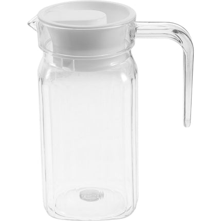 1Pcs Plastic Water Pitcher With Lid,Spout And Handle Plastic Juice Pitcher,Drink Pitcher With Lid,Tea Beverages for Fridge Water Carafe Jug for Lemonade Milk Cold Drink Home Daily Party White.