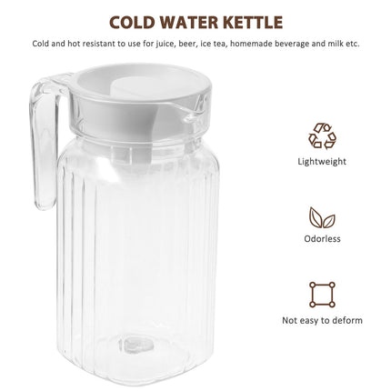 1Pcs Plastic Water Pitcher With Lid,Spout And Handle Plastic Juice Pitcher,Drink Pitcher With Lid,Tea Beverages for Fridge Water Carafe Jug for Lemonade Milk Cold Drink Home Daily Party White.