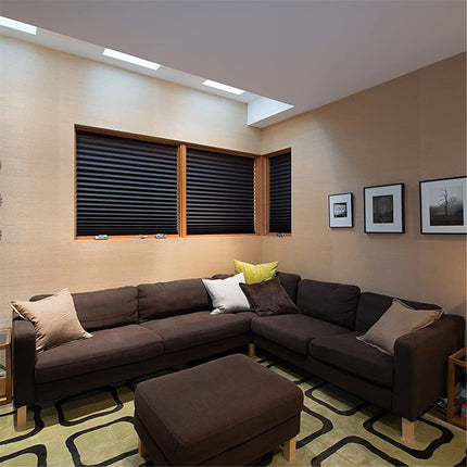 Window Blinds Cordless Blackout, No Drill Cut to Size Clip On Stick On Self Adhesive Temporary Blinds Pleated Paper Blinds Fits Blinds Window Roller for Bathroom Kitchen Living Room(Black90x150cm) Black60x180cm.