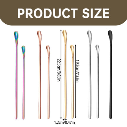 Stainless Steel Coffee Stirring Spoons,Reusable Drink & Cocktail Stir Sticks Scoop,Stainless Steel Stirring Spoons For Coffee Cocktail Mixing Spoon With Long Handle Stir Sticks,Multicolor 8.8" Silver.