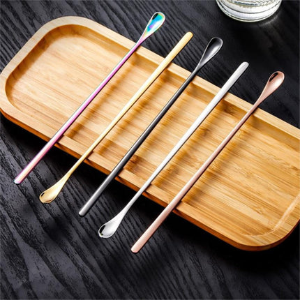 Stainless Steel Coffee Stirring Spoons,Reusable Drink & Cocktail Stir Sticks Scoop,Stainless Steel Stirring Spoons For Coffee Cocktail Mixing Spoon With Long Handle Stir Sticks,Multicolor 8.8" Silver.
