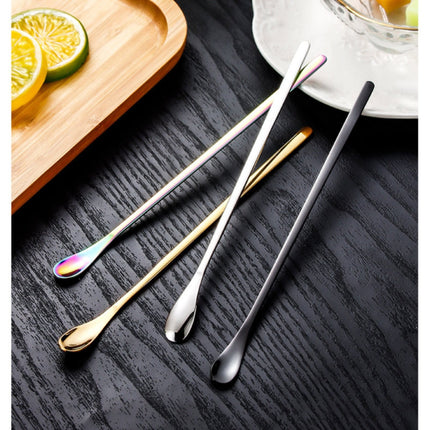 Stainless Steel Coffee Stirring Spoons,Reusable Drink & Cocktail Stir Sticks Scoop,Stainless Steel Stirring Spoons For Coffee Cocktail Mixing Spoon With Long Handle Stir Sticks,Multicolor 8.8" Silver.