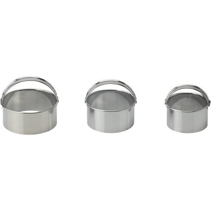 3 Pcs Round Biscuit Cutter With Handle,Circle Biscuit Cutter,Stainless Steel Round Circle Doughnut Cutter Baking Molds,Round Cookie Cutters Tool,Biscuit Cutter Set ,Kitchen Baking Supplies 3PCS.