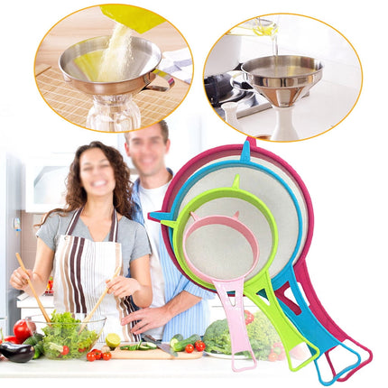 4 Pcs Plastic Mesh Strainer Colander Set,Nylon Mesh Strainer Food Yogurt Mesh Sieve,Plastic Mesh Colander,Reusable Coffee Filter With \u200bHandle Kitchen Tools for Filtering Juice Milk 4PCS.