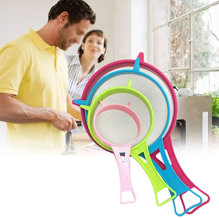 4 Pcs Plastic Mesh Strainer Colander Set,Nylon Mesh Strainer Food Yogurt Mesh Sieve,Plastic Mesh Colander,Reusable Coffee Filter With \u200bHandle Kitchen Tools for Filtering Juice Milk 4PCS.