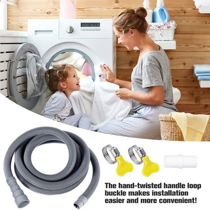 Washing Machine Drain Hose, Dishwasher Hose Extension Kit with 1 U- Holder, 1 Extension Adapter and 2 Hose Clamps, 1 Set, 9.84 Ft 6.5' Grey.