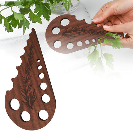 Herb Stripper 8 Holes,Herb Stripper Tool,Wooden Herb Stripper Vegetable Leaf Remover,Different Aperture Designs Wood Stripping Strippers Suitable for Herbs, Parsley, Coriander, Thyme,Khaki Brown.