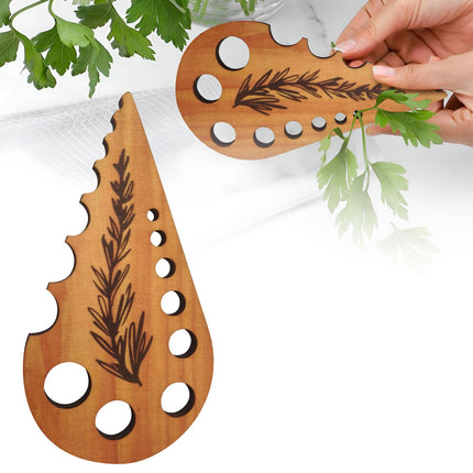 Herb Stripper 8 Holes,Herb Stripper Tool,Wooden Herb Stripper Vegetable Leaf Remover,Different Aperture Designs Wood Stripping Strippers Suitable for Herbs, Parsley, Coriander, Thyme Khaki.