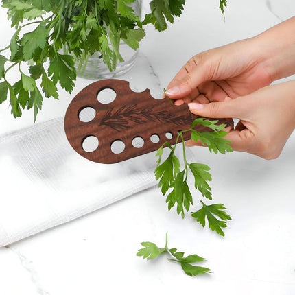 Herb Stripper 8 Holes,Herb Stripper Tool,Wooden Herb Stripper Vegetable Leaf Remover,Different Aperture Designs Wood Stripping Strippers Suitable for Herbs, Parsley, Coriander, Thyme Khaki.