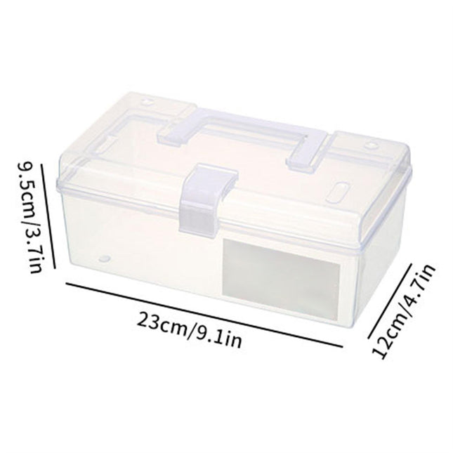 Home Box and Travel Storage Box, Plastic Kit Case Container Empty, Box with Lock Lid & Handle, Emergency Organizer for Family and Traveling, 9.1x4.7x3.7 9.1" x 4.7" x 3.7" White.