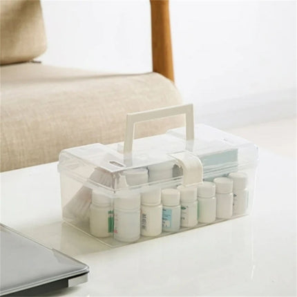 Home Box and Travel Storage Box, Plastic Kit Case Container Empty, Box with Lock Lid & Handle, Emergency Organizer for Family and Traveling, 9.1x4.7x3.7 9.1" x 4.7" x 3.7" White.