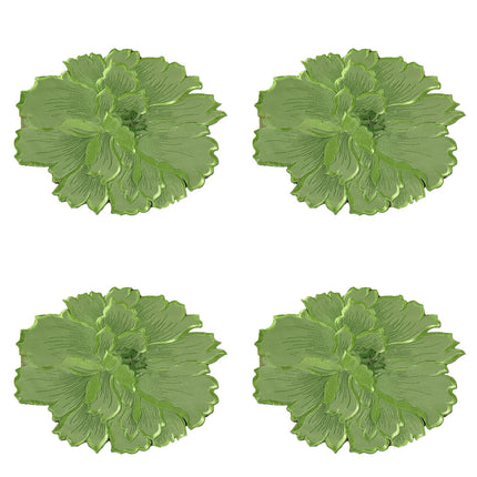 4 Pcs Flower Placemat,3D Flower Placemats,Flower Shape Placemat,Heat-Resistant And Washable Placemat for Dining Table,Tablemats Kitchen Table Setting Decorative for Wedding Holiday Dining Table,Red Green.