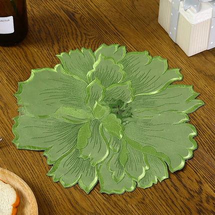 4 Pcs Flower Placemat,3D Flower Placemats,Flower Shape Placemat,Heat-Resistant And Washable Placemat for Dining Table,Tablemats Kitchen Table Setting Decorative for Wedding Holiday Dining Table,Red Green.