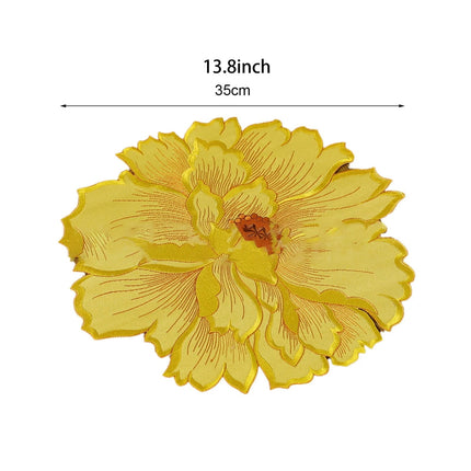 4 Pcs Flower Placemat,3D Flower Placemats,Flower Shape Placemat,Heat-Resistant And Washable Placemat for Dining Table,Tablemats Kitchen Table Setting Decorative for Wedding Holiday Dining Table,Red Green.