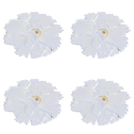 4 Pcs Flower Placemat,3D Flower Placemats,Flower Shape Placemat,Heat-Resistant And Washable Placemat for Dining Table,Tablemats Kitchen Table Setting Decorative for Wedding Holiday Dining Table,Red White.