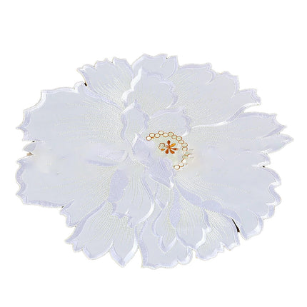 4 Pcs Flower Placemat,3D Flower Placemats,Flower Shape Placemat,Heat-Resistant And Washable Placemat for Dining Table,Tablemats Kitchen Table Setting Decorative for Wedding Holiday Dining Table,Red White.