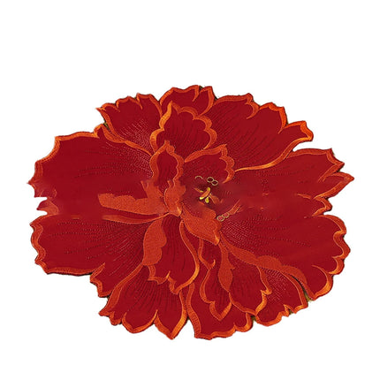 4 Pcs Flower Placemat,3D Flower Placemats,Flower Shape Placemat,Heat-Resistant And Washable Placemat for Dining Table,Tablemats Kitchen Table Setting Decorative for Wedding Holiday Dining Table,Red White.