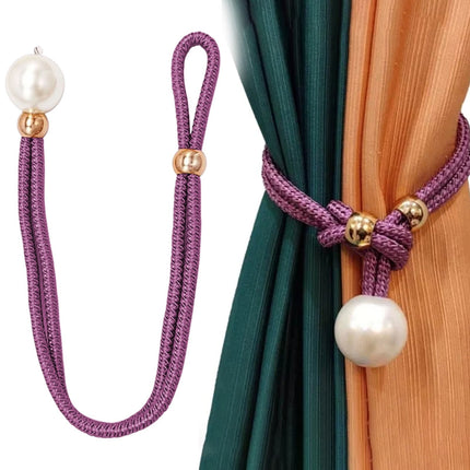 Adjustable Big Pearl Curtain Tiebacks, Hand Woven Curtain TieBack, Decorative Rope Holdbacks for Curtains, Curtain Ties for Home Bedroom Decorative Curtain, 1 Pcs, 21.56x1.57 21.56" x 1.57" Green.