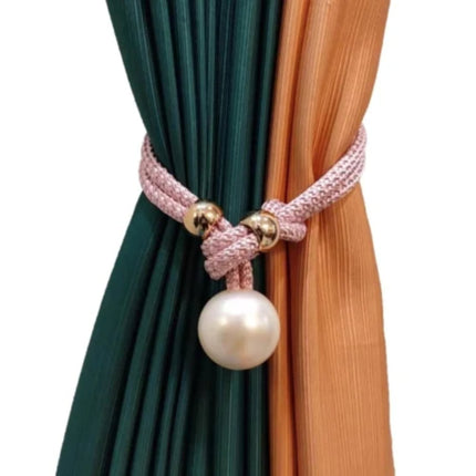 Adjustable Big Pearl Curtain Tiebacks, Hand Woven Curtain TieBack, Decorative Rope Holdbacks for Curtains, Curtain Ties for Home Bedroom Decorative Curtain, 1 Pcs, 21.56x1.57 21.56" x 1.57" Green.