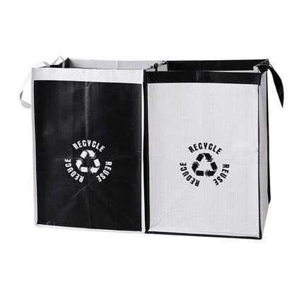 2 Pcs Separate Recycling Waste Bags,Recycle Waste Bag for Kitchen Home,Recycling Organizer,Reusable Recycling Bags,Indoor Recycling Trash Sorting Organizer,Reusable And Waterproof,(D,12x12x17 in) Gray.
