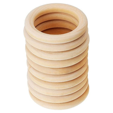 Natural Wood Rings for Crafts, Unfinished Wooden Rings, Macrame Rings for DIY, Wooden Rings Without Paint, Pendant Connectors, 10 Pcs, 70mm/2.76Inches 2.76" x 2.76" Beige*10.