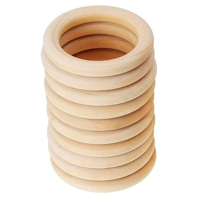 Natural Wood Rings for Crafts, Unfinished Wooden Rings, Macrame Rings for DIY, Wooden Rings Without Paint, Pendant Connectors, 10 Pcs, 70mm/2.76Inches 2.76" x 2.76" Beige*10.