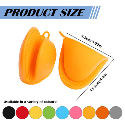 Mini Oven Gloves, Oven Heat Pot Holder, Cute Kitchen Mittens, Silicone Heat Resistant Cooking Pinch Mitts Potholder for Kitchen Cooking & Baking, 1 Pair, 4.4x3.2 4.4" x 3.2" Orange.