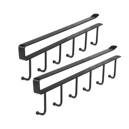 Under Cabinet Storage Mug Hooks, Under Cabinet Utensil Holder Hanger Hook, Double Sided Utensil Racks Coffee Mug Holder for Kitchen Storage, 12 Hooks, 10.03x3.15x2.75 10.43" x 2.95" Black/2 Pack.