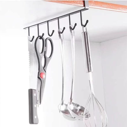 Under Cabinet Storage Mug Hooks, Under Cabinet Utensil Holder Hanger Hook, Double Sided Utensil Racks Coffee Mug Holder for Kitchen Storage, 12 Hooks, 10.03x3.15x2.75 10.43" x 2.95" Black/2 Pack.
