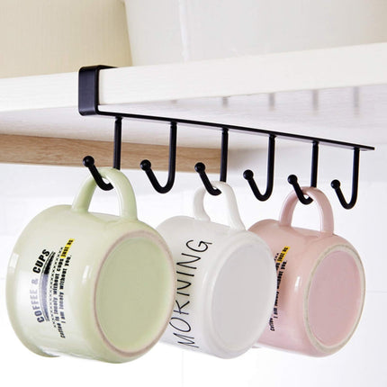 Under Cabinet Storage Mug Hooks, Under Cabinet Utensil Holder Hanger Hook, Double Sided Utensil Racks Coffee Mug Holder for Kitchen Storage, 12 Hooks, 10.03x3.15x2.75 10.43" x 2.95" Black/2 Pack.
