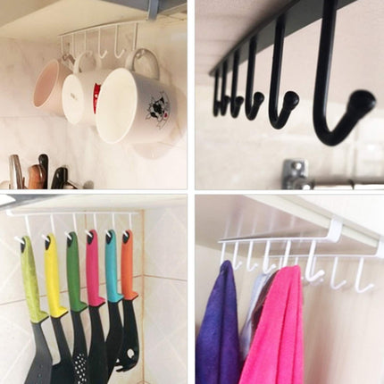 Under Cabinet Storage Mug Hooks, Under Cabinet Utensil Holder Hanger Hook, Double Sided Utensil Racks Coffee Mug Holder for Kitchen Storage, 12 Hooks, 10.03x3.15x2.75 10.43" x 2.95" Black/2 Pack.
