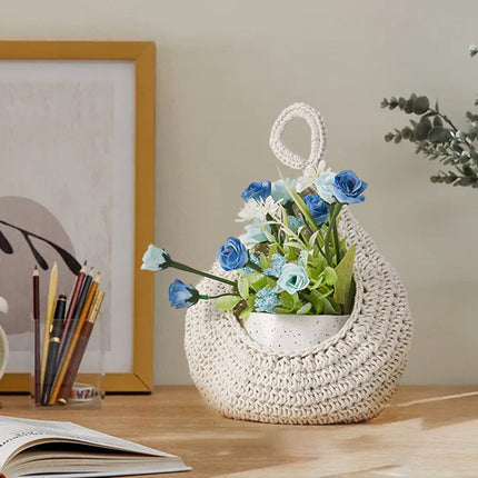 Woven Breads Baskets, Oval Small Fruit Baskets, Stackable Plastic Wicker Baskets for Serving Vegetables, Kitchen, Restaurant, Outdoor, Imitation Rattan, 1 Pcs, 7.48x5.11x2.75 13.78" x 11.81" Beige.