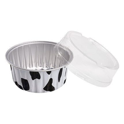 Aluminum Foil Baking Cups with Lids,20pcs Round Pudding and Cake Molds,Heat-Resistant Up to 250°C,Reusable for Oven,Microwave,and BBQ,Ideal for Parties,Catering,and Home Baking White.