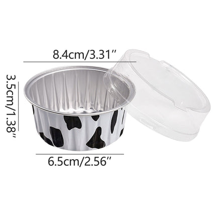 Aluminum Foil Baking Cups with Lids,20pcs Round Pudding and Cake Molds,Heat-Resistant Up to 250°C,Reusable for Oven,Microwave,and BBQ,Ideal for Parties,Catering,and Home Baking White.