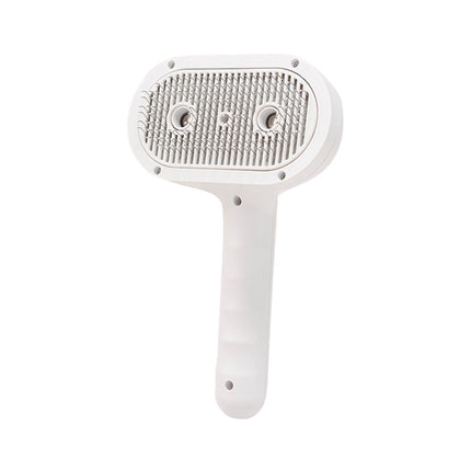 Double-Hole Mist Spray Pet Comb, Humidifying & Anti-Static Grooming Brush, Rounded Teeth for Gentle Detangling, Collects Loose Hair, Rechargeable with USB, Perfect for Cats and Long-Haired Pets. White.